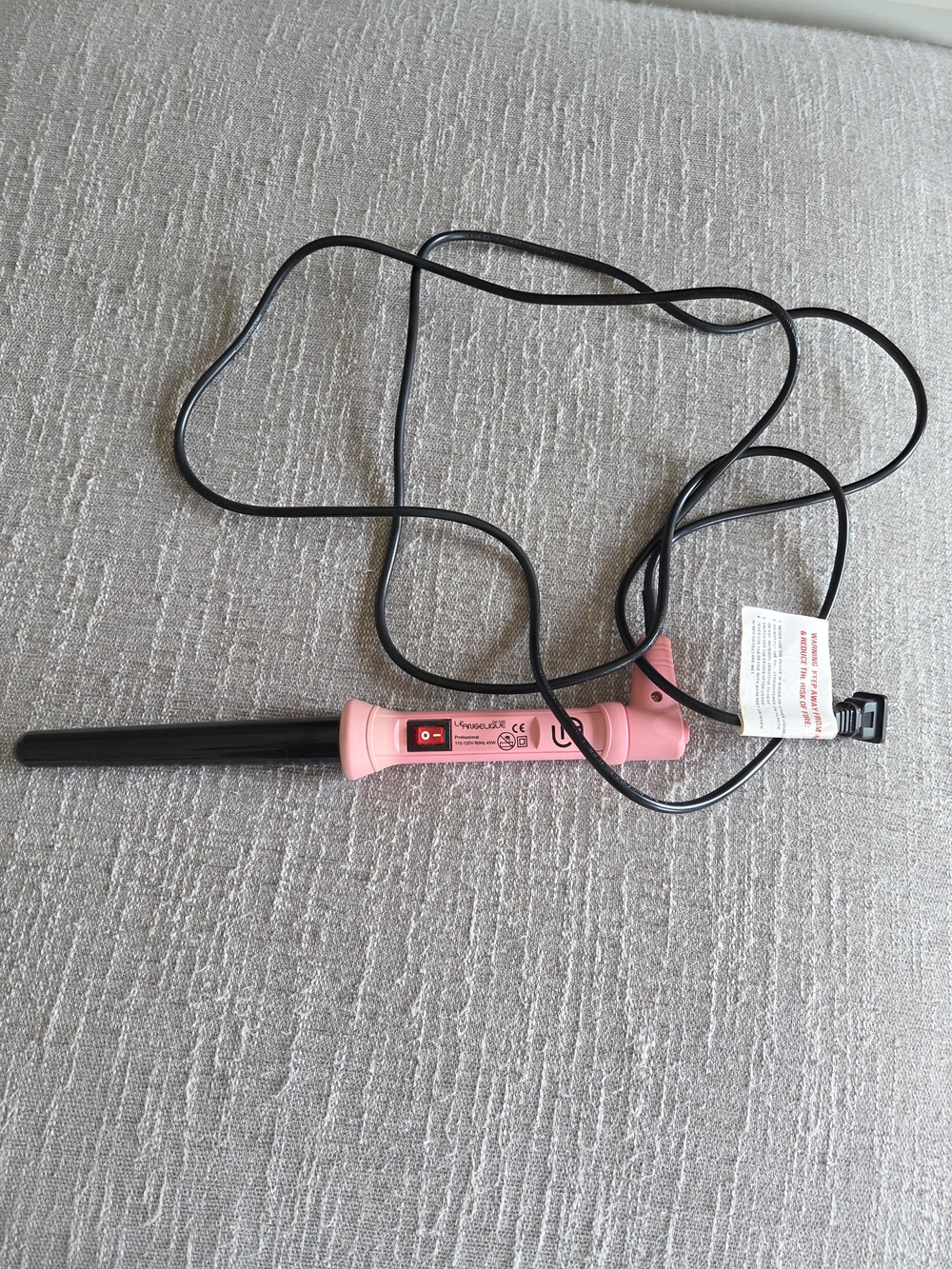 Le Angelique Professional Pink Clipless Ceramic Hair Curling Wand